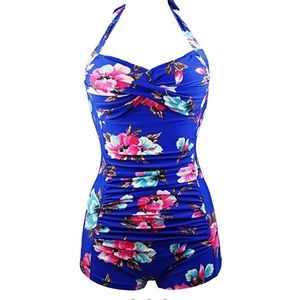 Cute blue floral swim suit